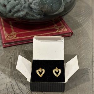 Vintage Avon Glistening Heart Earrings - Gold - 1992, Pierced!